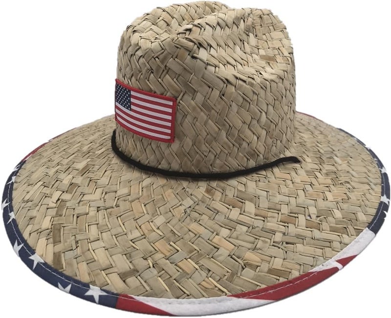 TUREVIEW Store Men's and Wowen's Lifeguard Straw Hat Wide Brim Beach Hat Sun Protection Outdoor Hat for Fishing Hiking - Image 1